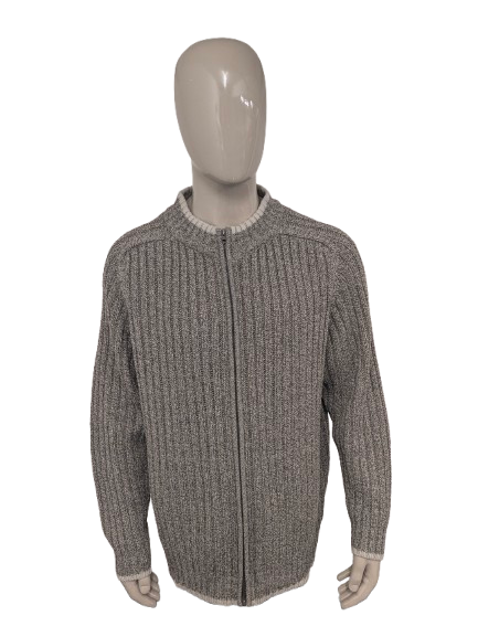 Gilet autentico. Motivo tattile misto beige. Taglia 2XL/XXL.