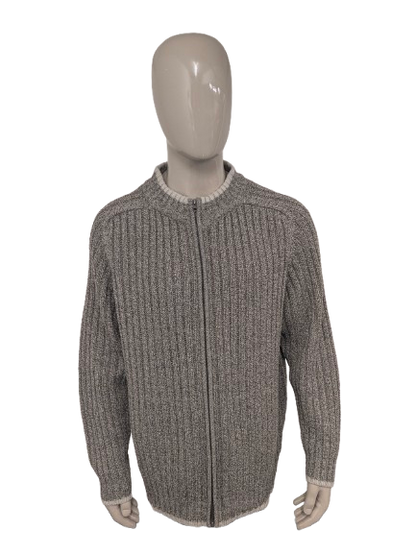 Gilet autentico. Motivo tattile misto beige. Taglia 2XL/XXL.