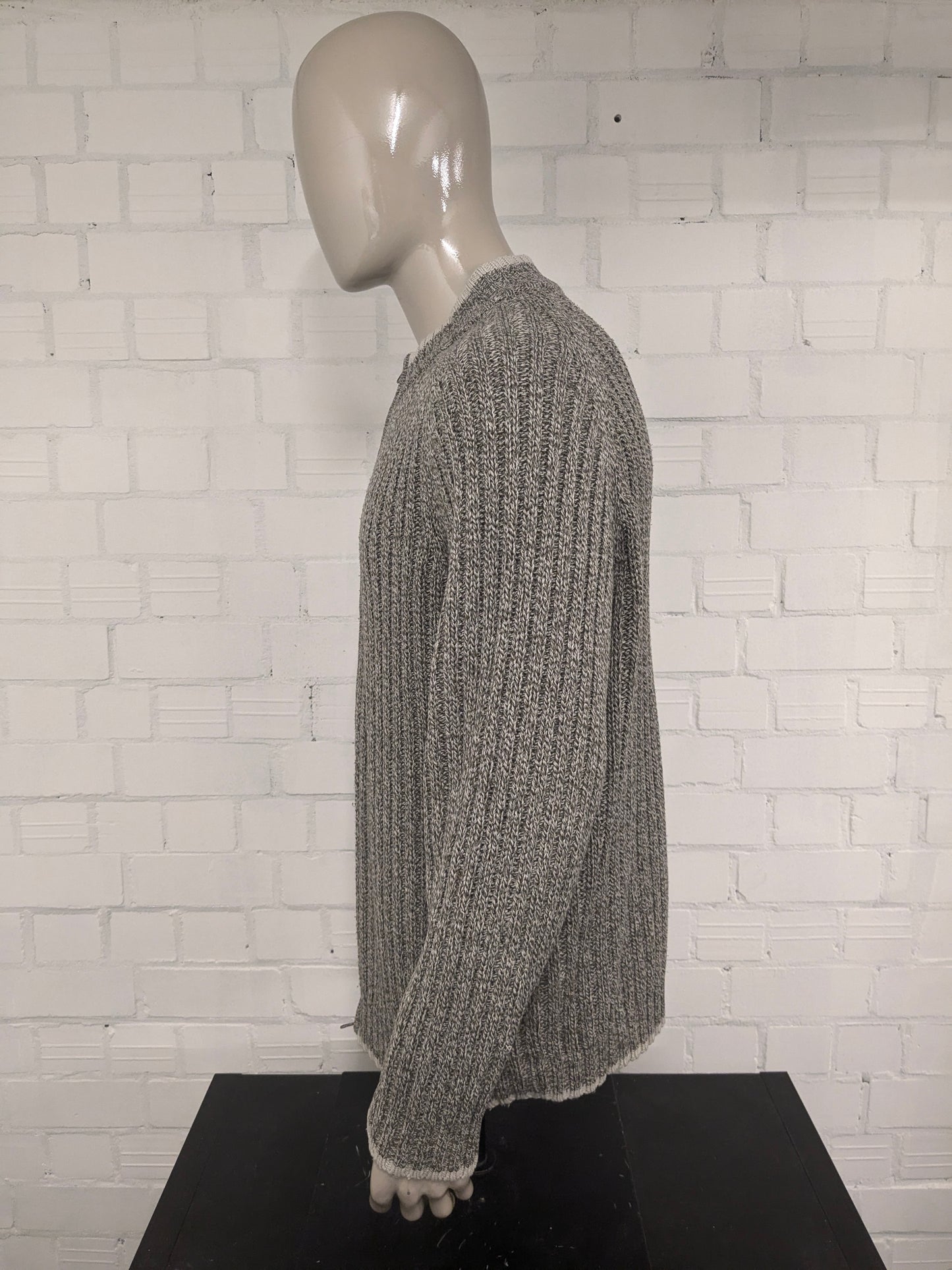 Gilet autentico. Motivo tattile misto beige. Taglia 2XL/XXL.