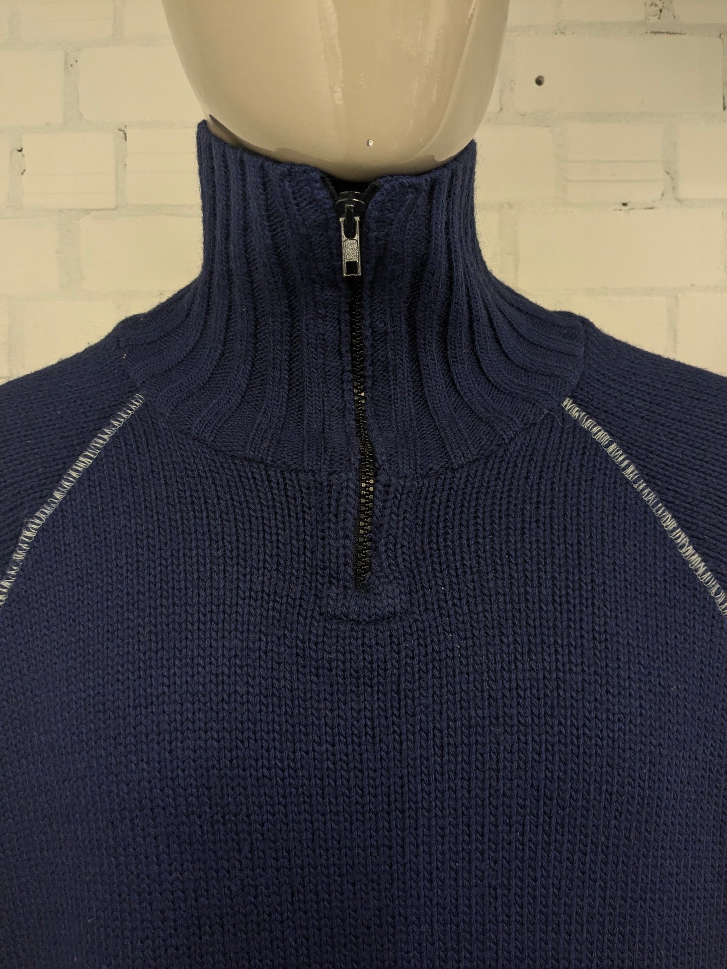 GAS blue jeans Wool sweater with zipper. Blue Orange Gray colored Size 2XL / XXL. 50% Wool.