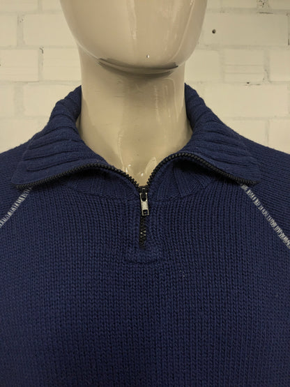 GAS blue jeans Wool sweater with zipper. Blue Orange Gray colored Size 2XL / XXL. 50% Wool.