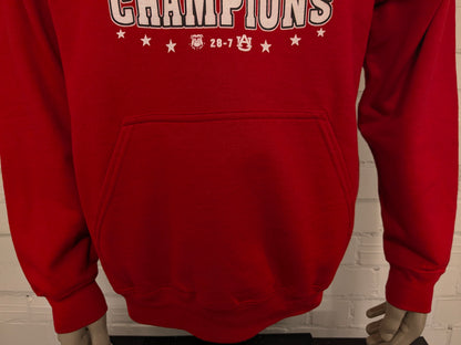 Sweat à capuche de football des Bulldogs de Géorgie. Rouge avec imprimé. Taille L/XL.