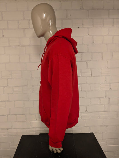 Sweat à capuche de football des Bulldogs de Géorgie. Rouge avec imprimé. Taille L/XL.