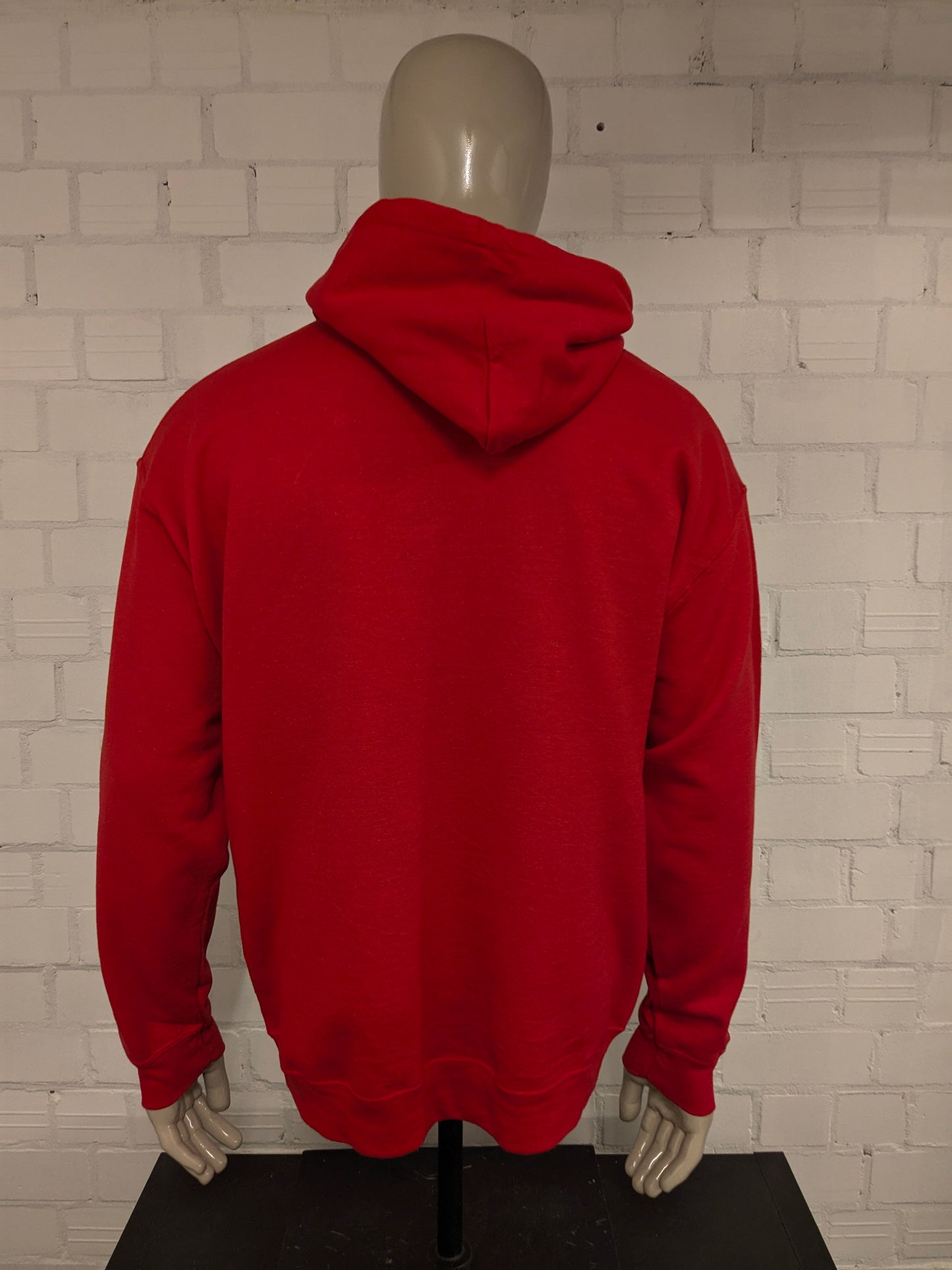 Sweat à capuche de football des Bulldogs de Géorgie. Rouge avec imprimé. Taille L/XL.