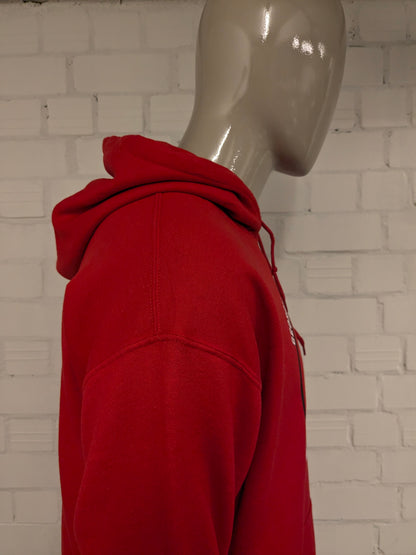 Sweat à capuche de football des Bulldogs de Géorgie. Rouge avec imprimé. Taille L/XL.