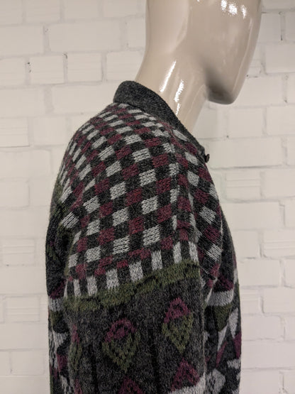 Vintage Wool polo sweater. Green Gray Red colored. Size 2XL / XXL.