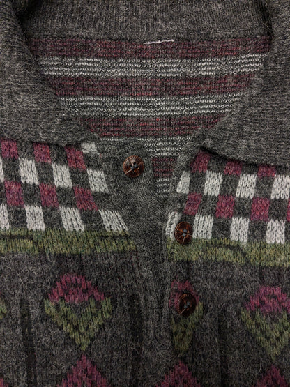 Vintage Wool polo sweater. Green Gray Red colored. Size 2XL / XXL.