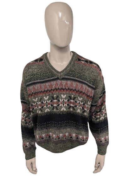 Maglione vintage di C&A. Colore Verde Arancione Marrone. Taglia L.