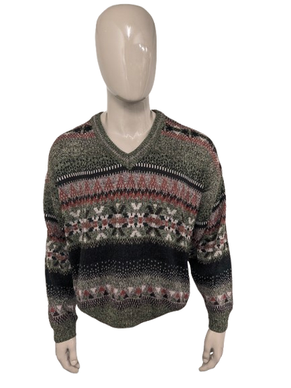 Maglione vintage di C&A. Colore Verde Arancione Marrone. Taglia L.