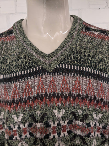 Maglione vintage di C&A. Colore Verde Arancione Marrone. Taglia L.