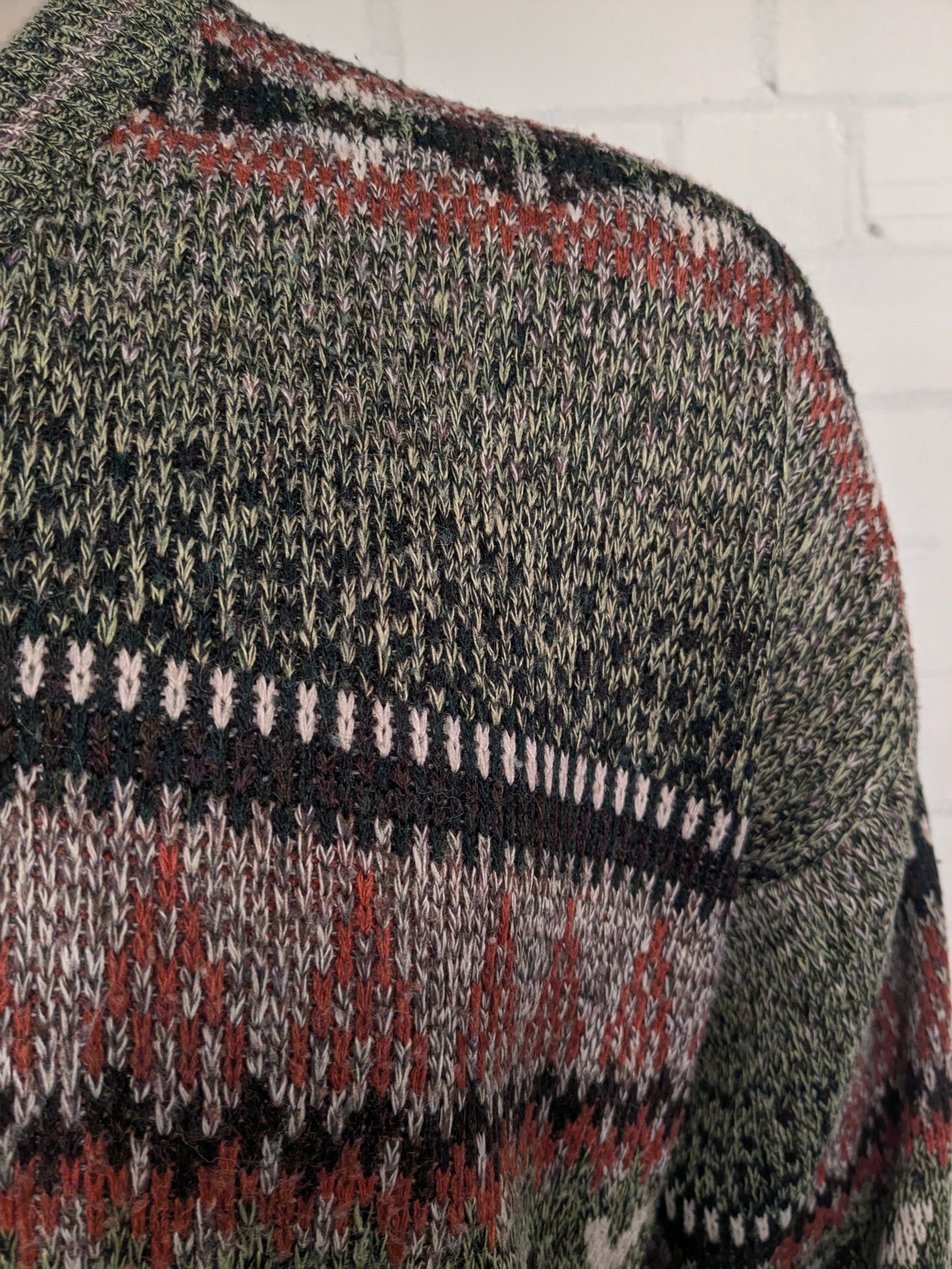 Maglione vintage di C&A. Colore Verde Arancione Marrone. Taglia L.