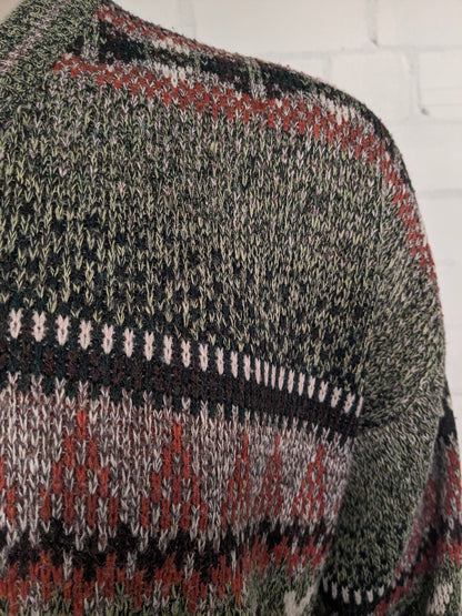 Maglione vintage di C&A. Colore Verde Arancione Marrone. Taglia L.