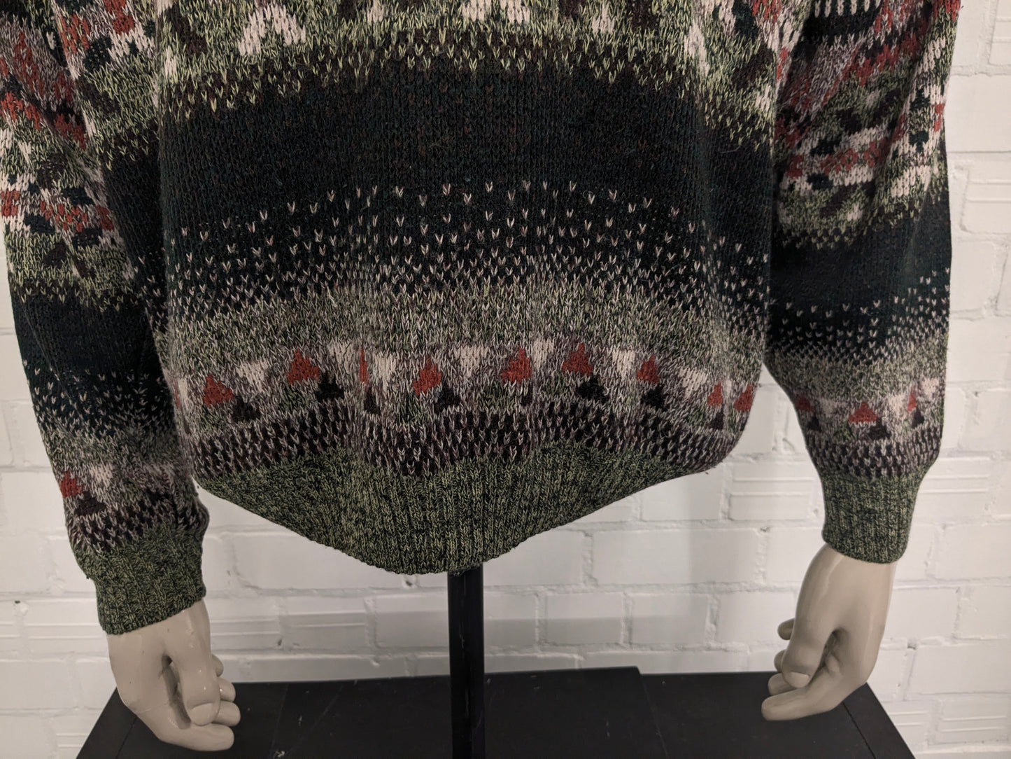 Maglione vintage di C&A. Colore Verde Arancione Marrone. Taglia L.