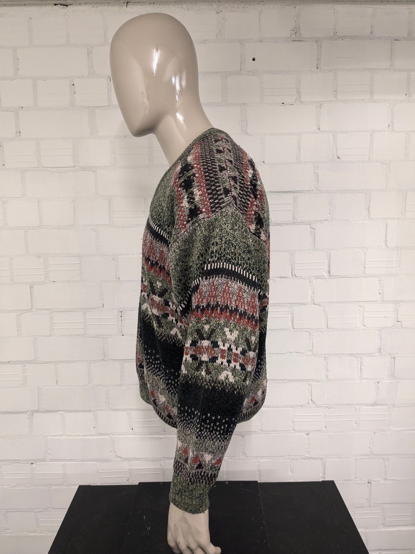 Maglione vintage di C&A. Colore Verde Arancione Marrone. Taglia L.