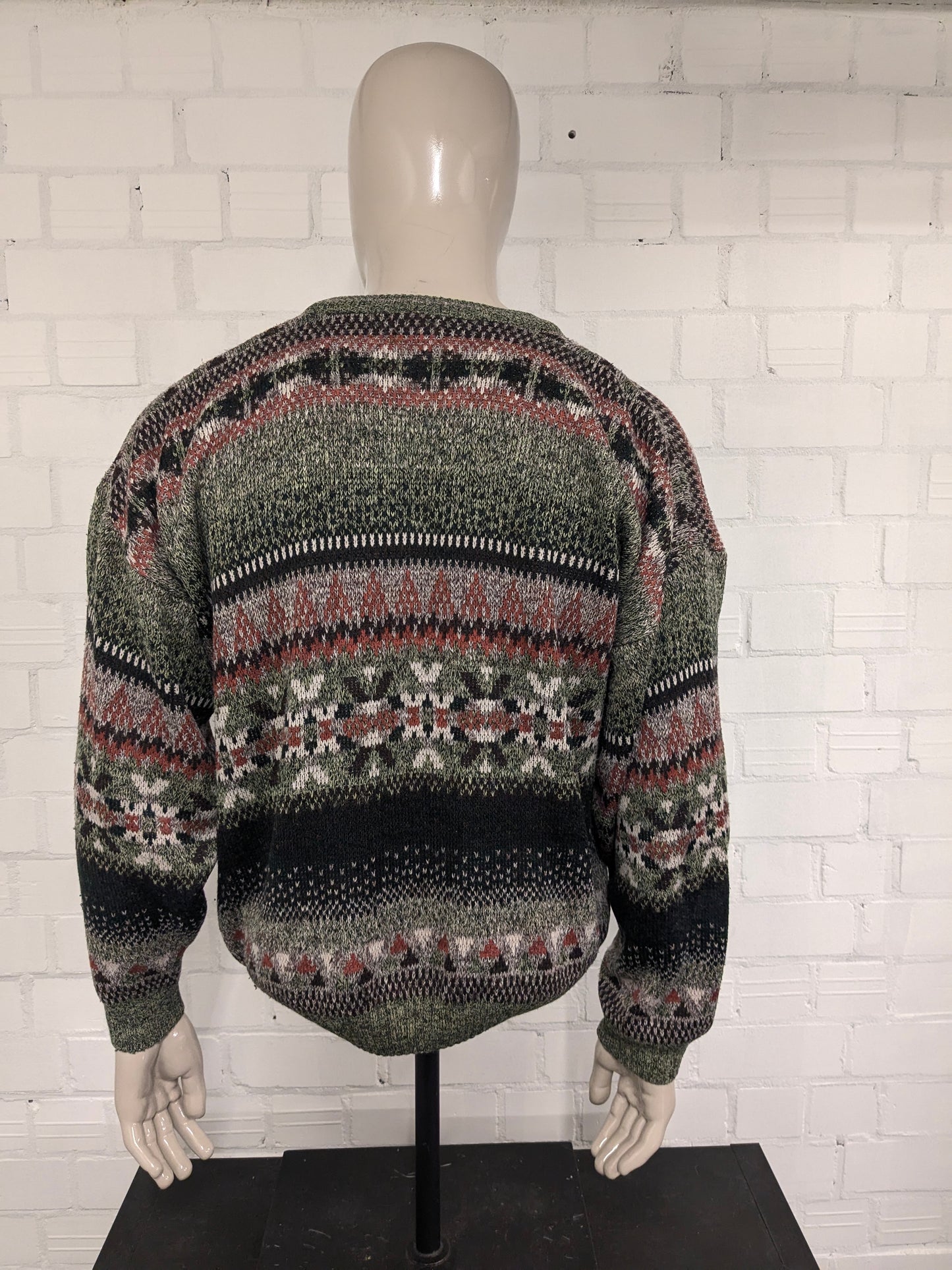 Maglione vintage di C&A. Colore Verde Arancione Marrone. Taglia L.