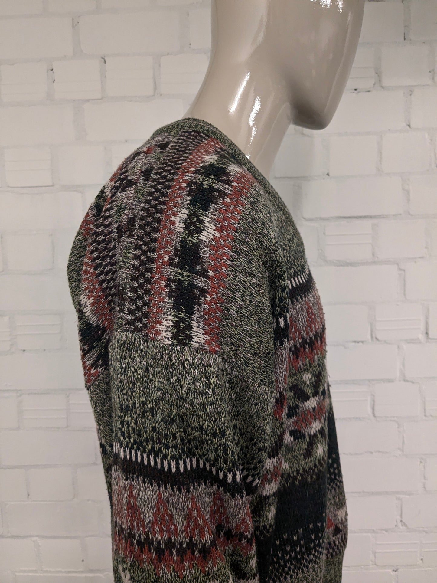 Maglione vintage di C&A. Colore Verde Arancione Marrone. Taglia L.