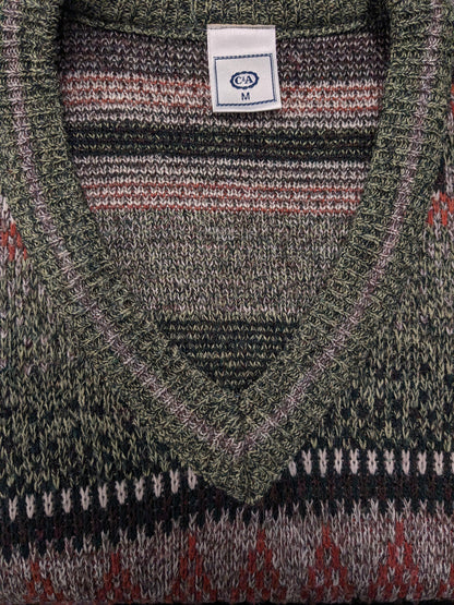 Maglione vintage di C&A. Colore Verde Arancione Marrone. Taglia L.