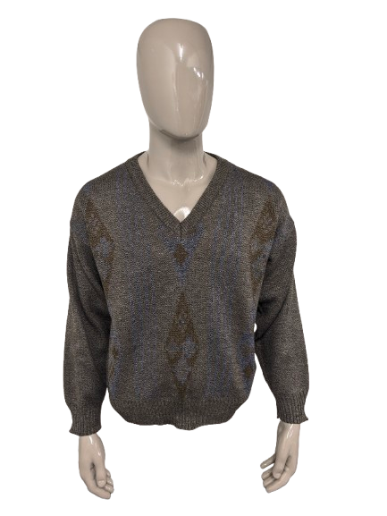 Maglione Ferré vintage. Colore Marrone Blu Beige. Taglia L.