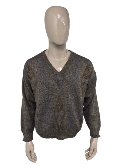 Maglione Ferré vintage. Colore Marrone Blu Beige. Taglia L.