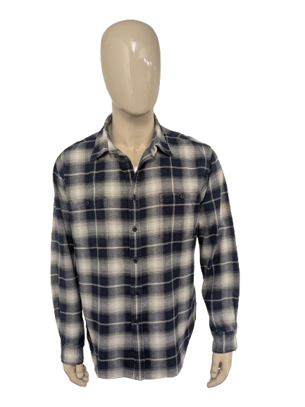 Levi's shirt. Blue Beige White checked. Size L.