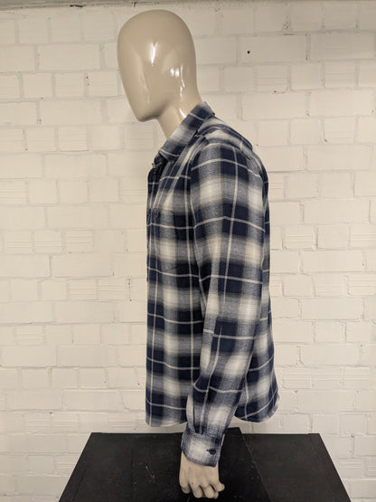 Levi's shirt. Blue Beige White checked. Size L.