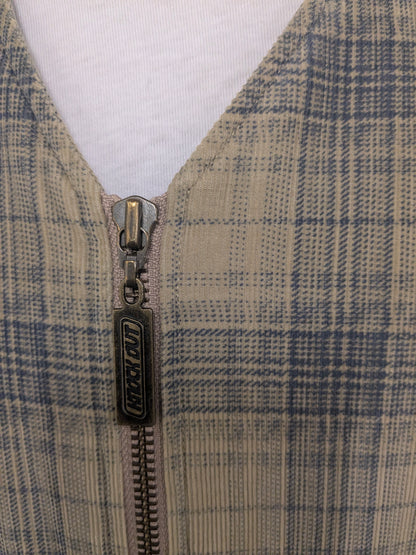 Knock out Bodywarmer. Beige Blue checked. Size XL.