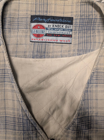 Knock out Bodywarmer. Beige Blue checked. Size XL.