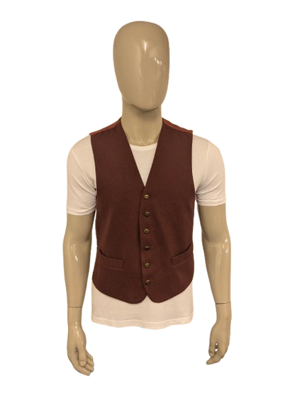 Vintage Nico Wollen gilet. Rood gemêleerd. Maat M.