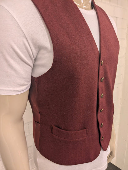 Vintage Nico Wollen gilet. Rood gemêleerd. Maat M.