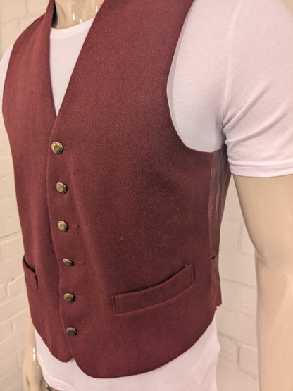 Vintage Nico Wollen gilet. Rood gemêleerd. Maat M.