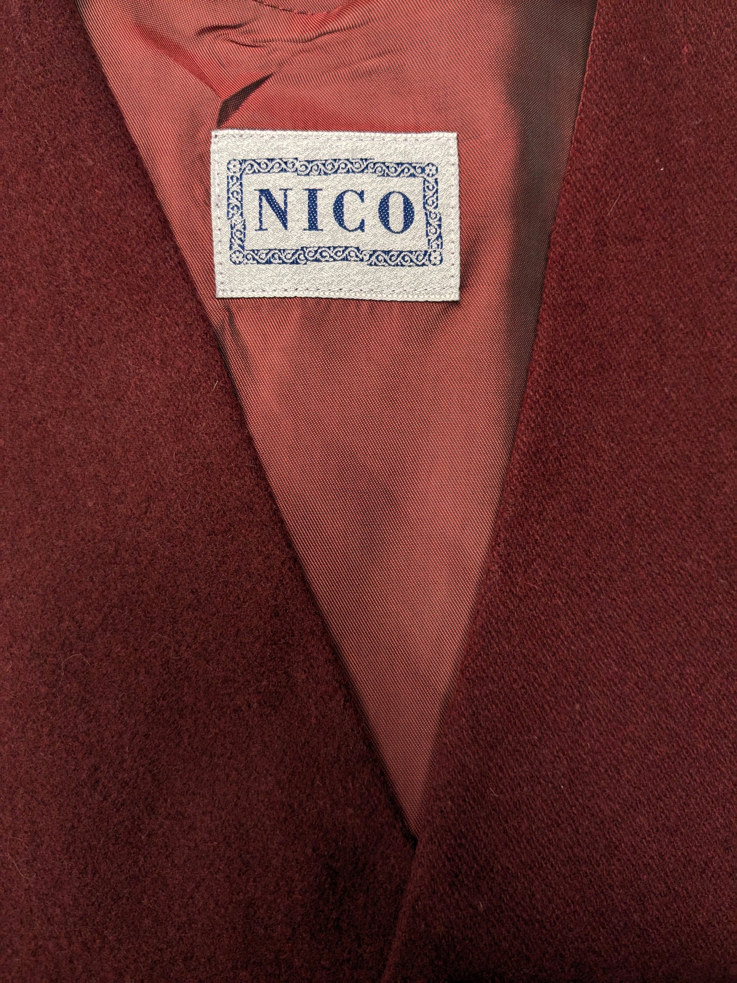 Vintage Nico Wollen gilet. Rood gemêleerd. Maat M.