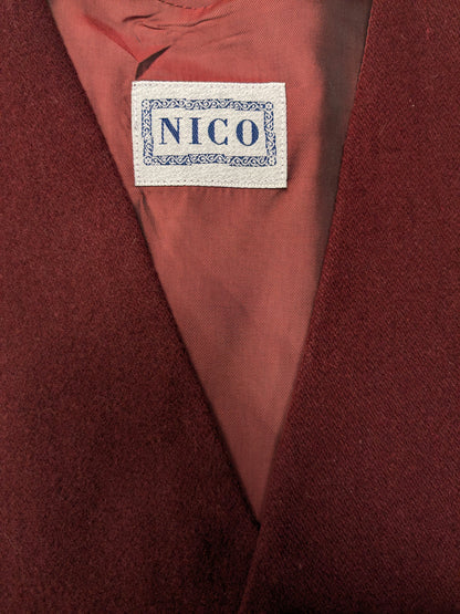 Vintage Nico Wollen gilet. Rood gemêleerd. Maat M.