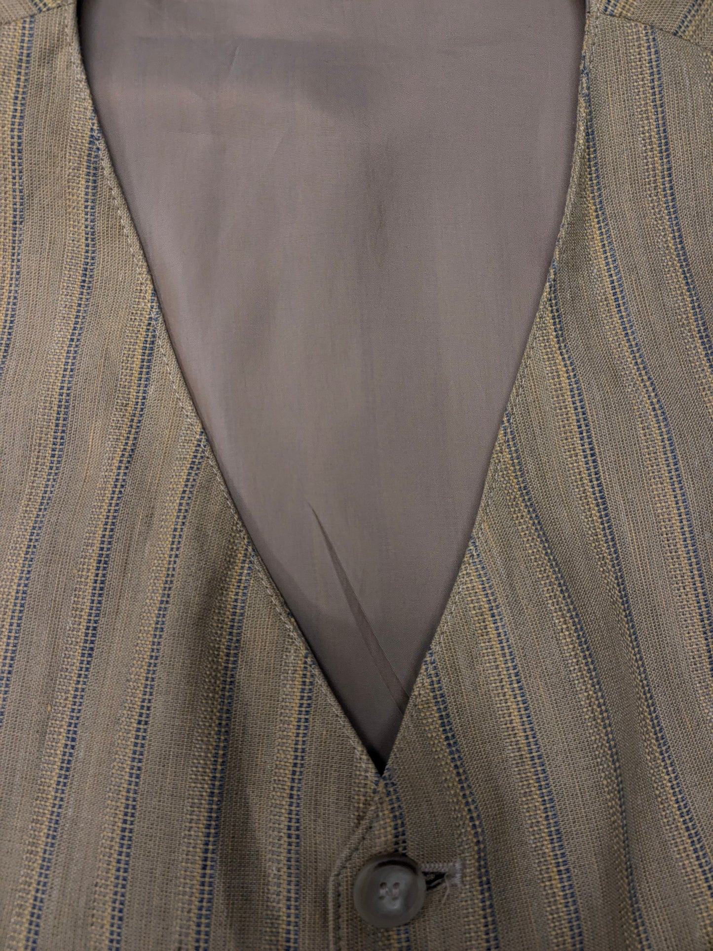 Vintage Trek & Travel gilet. Geel Blauw gestreept. Maat 2XL / XXL.