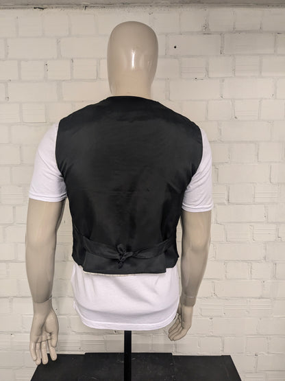 Vintage Ciao gilet. Zwart glanzend bloemen motief.  Maat M.