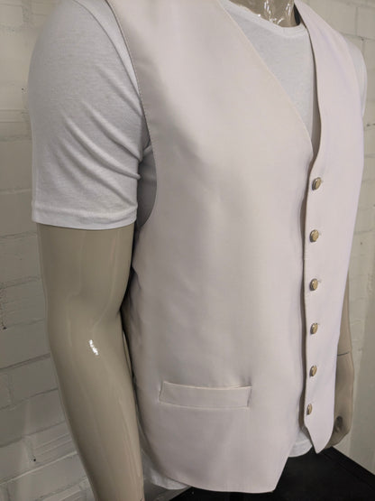 Vintage Wit glanzend gilet met parelmoer knopen. Maat L.