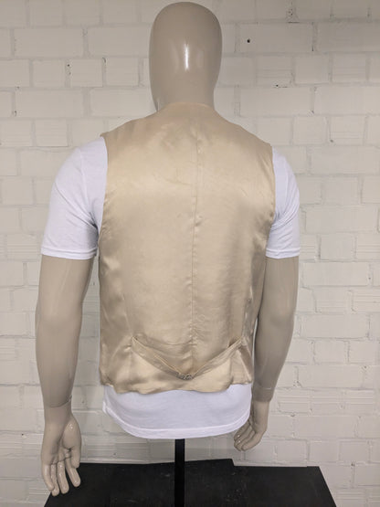 Vintage Wit glanzend gilet met parelmoer knopen. Maat L.