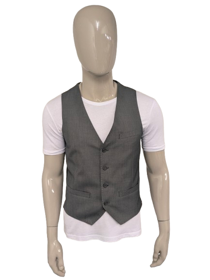 Chaleco Butler & Web. Motivo mixto gris. Talla M. Corte entallado.