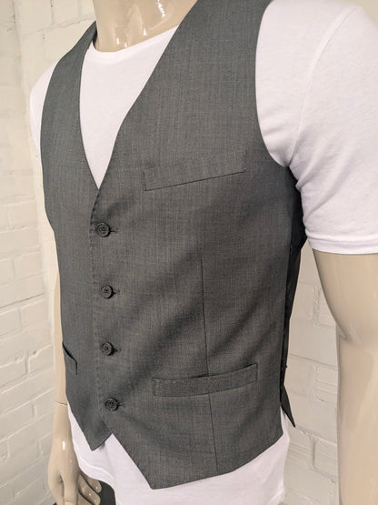 Chaleco Butler & Web. Motivo mixto gris. Talla M. Corte entallado.