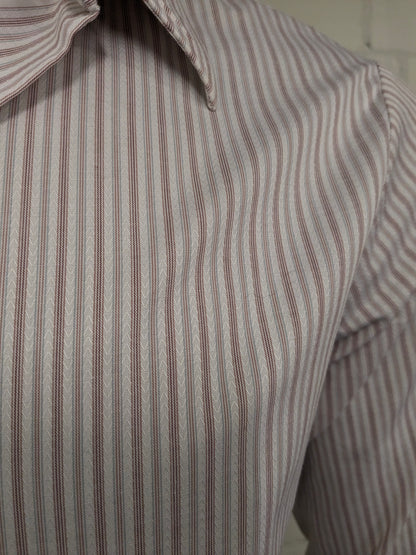 Camicia Sonaj vintage anni '70 con colletto a punta. Rosso Arancione Blu rigato. Taglia L.
