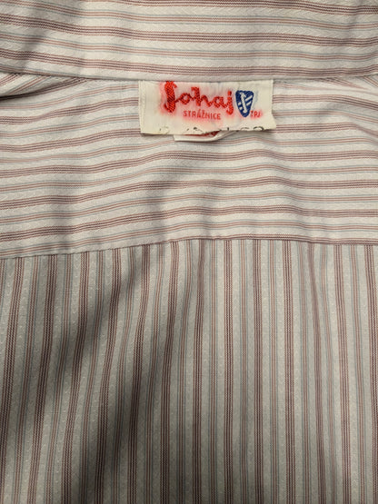 Camicia Sonaj vintage anni '70 con colletto a punta. Rosso Arancione Blu rigato. Taglia L.