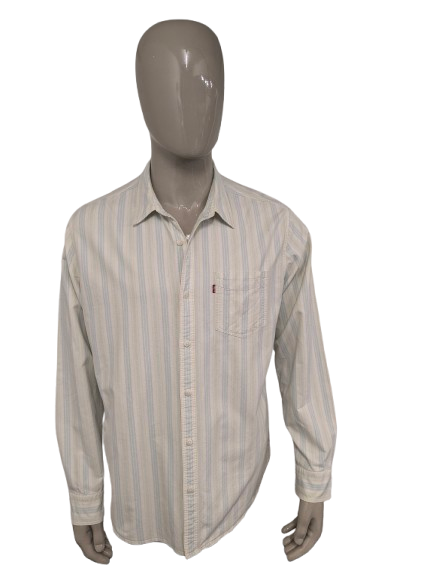 La camicia di Levi. Strisce giallo verdi. Taglia XL. standard.