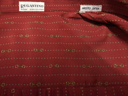 Vintage Rugantino shirt. Red Gray Gold colored print. Size M.