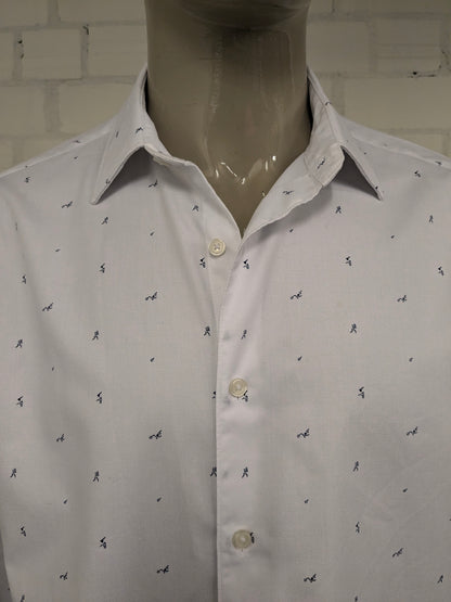 Zara shirt. White with Blue tennis men print. Size XL. regular fit.