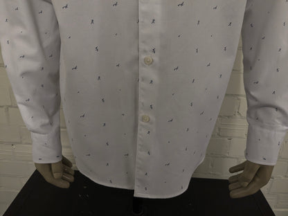 Zara shirt. White with Blue tennis men print. Size XL. regular fit.