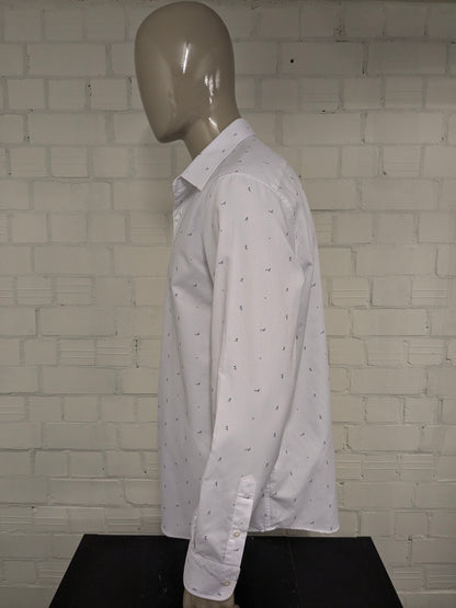 Zara shirt. White with Blue tennis men print. Size XL. regular fit.