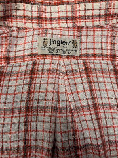 Camicia Jinglers vintage anni '70. Rosso Beige Marrone a quadri. Taglia L.