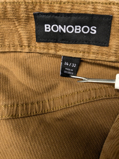Pantalon côtelé Bonobo. De couleur marron clair. Taille W34 - L32. Tapez sur mesure.