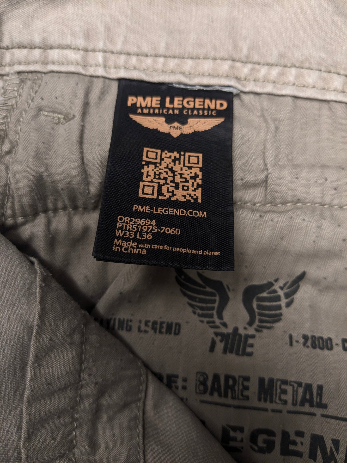 Pantaloni PME Legend Bare Metal. Colore beige. Taglia W33 - L32.