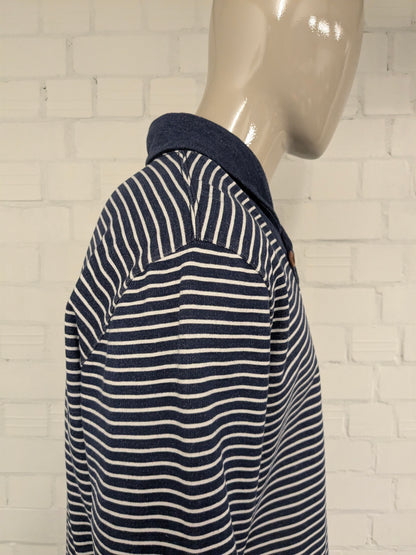 H&M L.O.G.G. Jersey con cuello deportivo. Motivo de rayas azules y blancas. Talla XL.