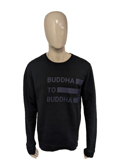Suéter de Buda a Buda. Negro con estampado. Talla XL.